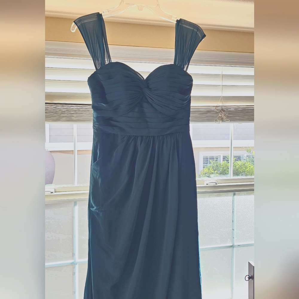 Azazie Women's Size 4 Dress Teal Emerald Green Chiffon